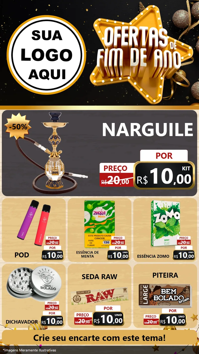 Modelo de Rede Social para Stories com o tema Ofertas de Fim de Ano para Tabacaria