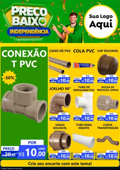 Modelo de Encarte para Encarte A4 Vertical com o tema Preço Baixo de Independência para Tubos e conexões