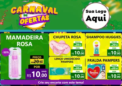 Modelo de Encarte para Encarte A4 Horizontal com o tema Carnaval de Ofertas para Bebês