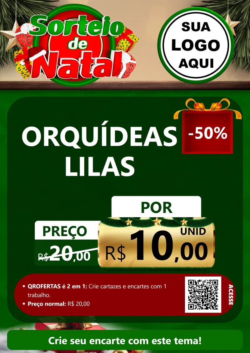 Modelo de Cartaz para Cartaz A4 Vertical com o tema Sorteio de Natal para Floricultura e jardim
