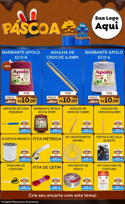 Modelo de Encarte para Encarte Grande com o tema Páscoa para Armarinho e Aviamentos