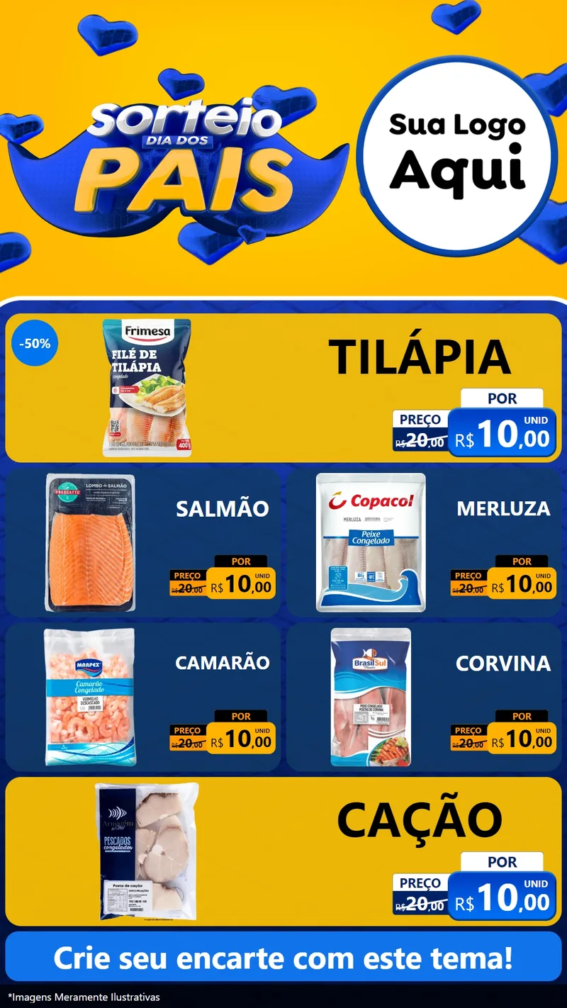 Modelo de TV para TV Vertical com o tema Sorteio Dia dos Pais para Peixaria