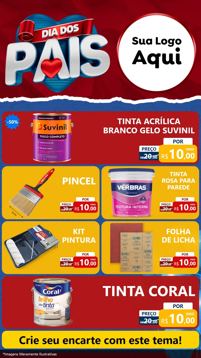 Modelo de TV para TV Vertical com o tema Dia dos Pais para Tintas e Ferramentas