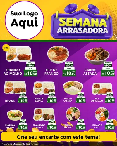 Modelo de Rede Social para Feed Instagram com o tema Semana Arrasadora para Restaurante