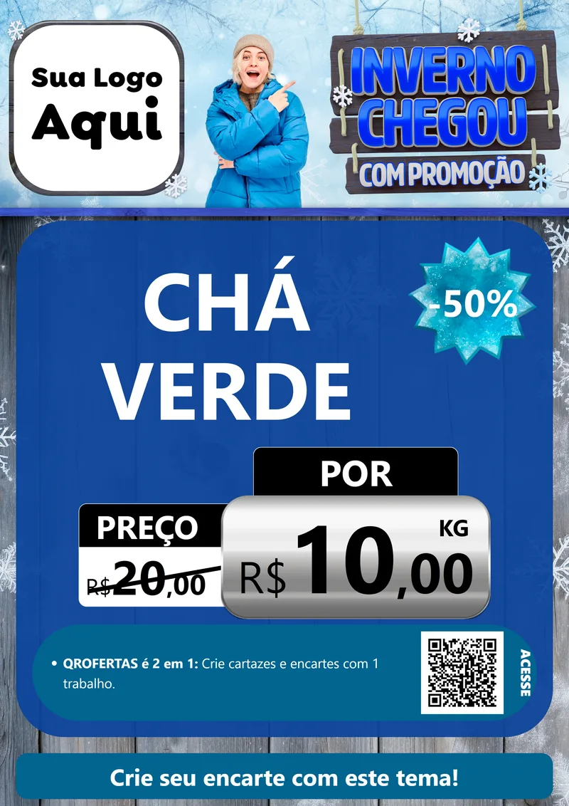 Modelo de Cartaz para Cartaz A4 Vertical com o tema Inverno Chegou Com Promoção para Produtos Naturais
