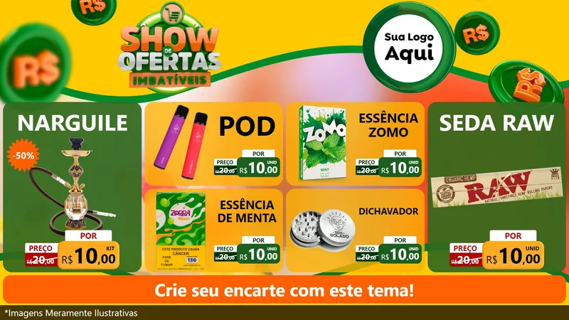 Modelo de TV para TV Horizontal com o tema Show de Ofertas Imbatíveis para Tabacaria