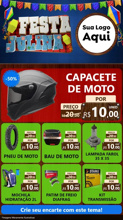 Modelo de Rede Social para Stories com o tema Festa Julina para Moto peças