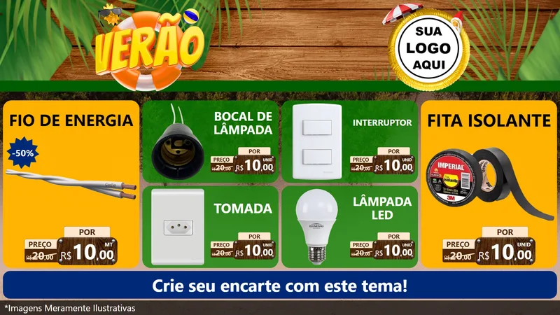 Modelo de TV para TV Horizontal com o tema Verão para Materiais Elétricos
