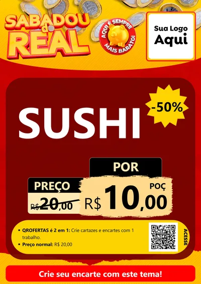 Modelo de Cartaz para Cartaz A4 Vertical com o tema Sabadou do Real para Comida japonesa