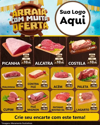 Modelo de Rede Social para Feed Instagram com o tema Ofertas de São João - Junina para Açougue
