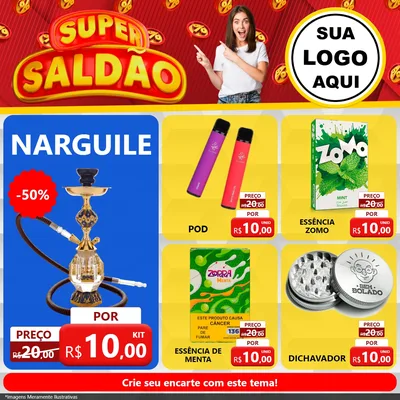 Modelo de Rede Social para Feed Facebook com o tema Super Saldão para Tabacaria