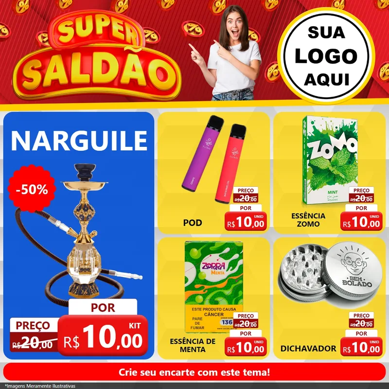 Modelo de Rede Social para Feed Facebook com o tema Super Saldão para Tabacaria