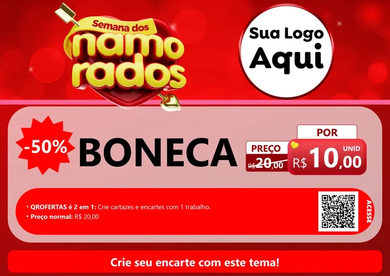 Modelo de Cartaz para Cartaz A4 Horizontal com o tema Semana dos namorados para Brinquedos
