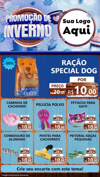 Modelo de Rede Social para Stories com o tema Promoção de Inverno para Pet Shop