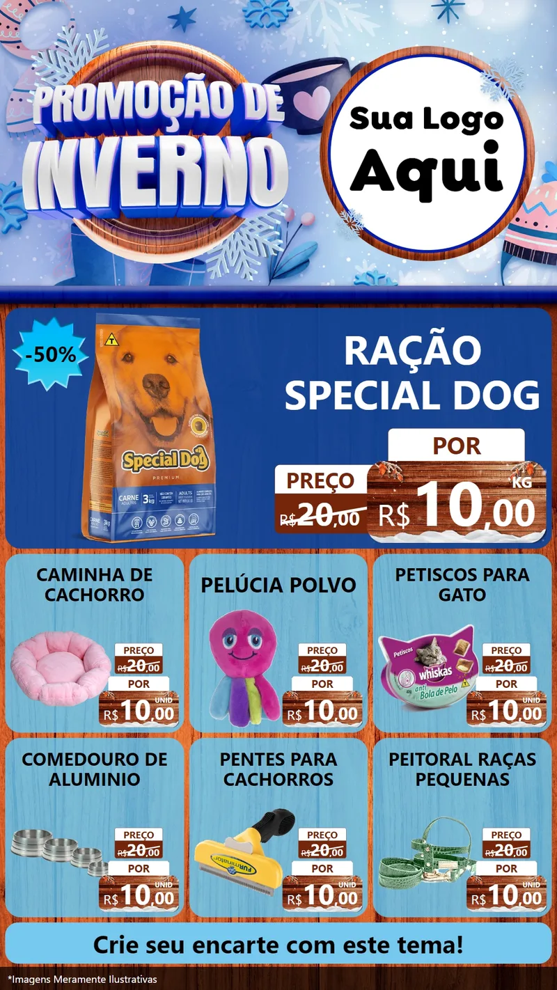 Modelo de Rede Social para Stories com o tema Promoção de Inverno para Pet Shop