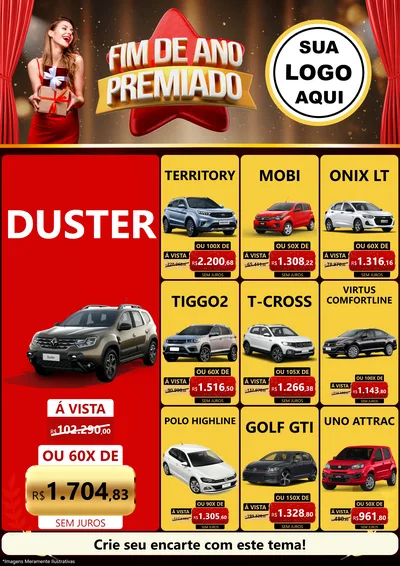 Modelo de Encarte para Encarte A4 Vertical com o tema Fim de Ano Premiado para Concessionaria de Carros