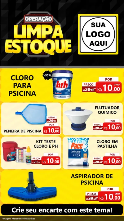 Modelo de TV para TV Vertical com o tema Operação Limpa Estoque para Produtos para Piscina