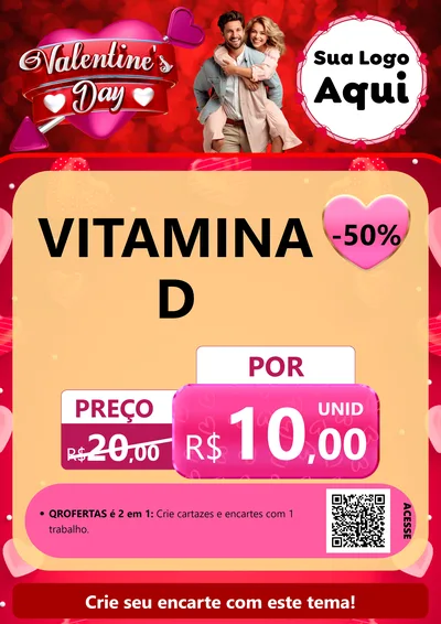 Modelo de Cartaz para Cartaz A4 Vertical com o tema Valentine's Day para Farmácia