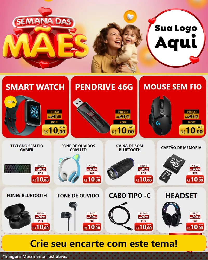 Modelo de Rede Social para Feed Instagram com o tema Semana das Mães para Informática