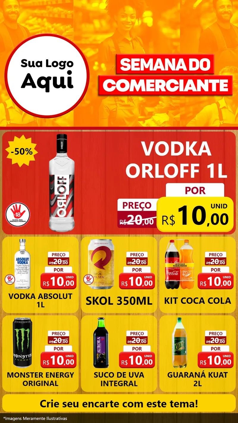 Modelo de Rede Social para Stories com o tema Semana do Comerciante para Distribuidora de bebidas