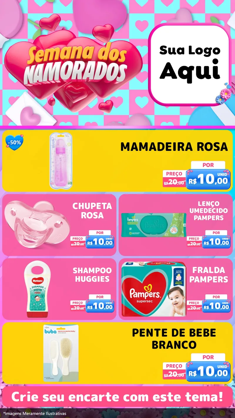 Modelo de TV para TV Vertical com o tema Semana dos Namorados para Bebês