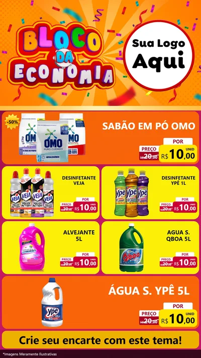 Modelo de TV para TV Vertical com o tema Bloco da Economia para Produtos de Limpeza