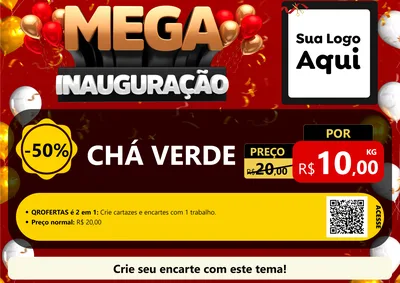 Modelo de Cartaz para Cartaz A4 Horizontal com o tema Mega Inauguração para Produtos Naturais