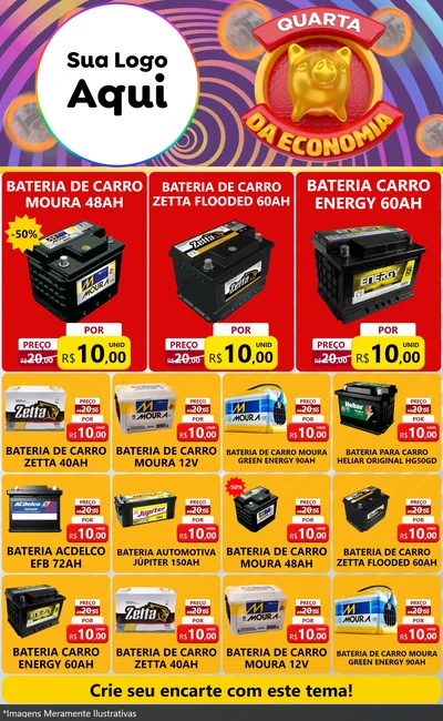 Modelo de Encarte para Encarte Grande com o tema Quarta da Economia para Baterias Elétricas