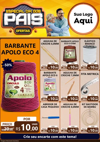 Modelo de Encarte para Encarte A4 Vertical com o tema Especial Dia dos Pais para Armarinho e Aviamentos