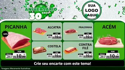 Modelo de TV para TV Horizontal com o tema Promoção de Aniversário - 30 Anos para Açougue