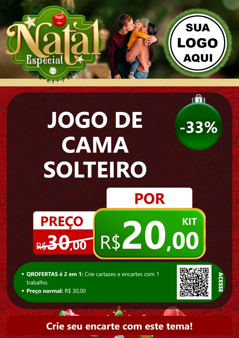 Modelo de Cartaz para Cartaz A4 Vertical com o tema Natal Especial para Cama, Mesa e Banho