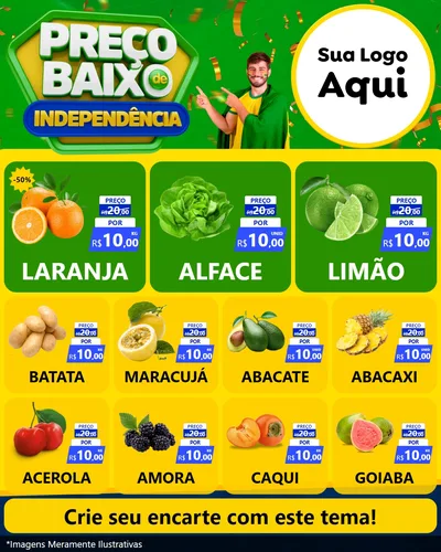 Modelo de Rede Social para Feed Instagram com o tema Preço Baixo de Independência para Hortifrúti
