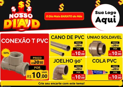 Modelo de Encarte para Encarte A4 Horizontal com o tema Nosso Dia D para Tubos e conexões