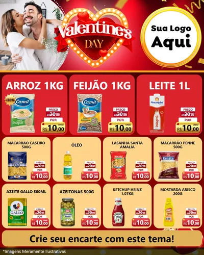 Modelo de Rede Social para Feed Instagram com o tema Valentine's Day para Supermercado