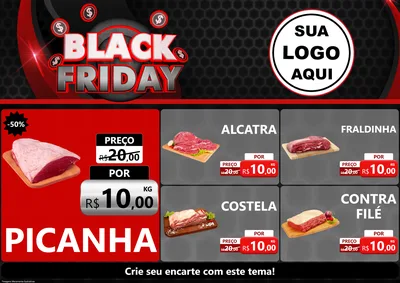 Modelo de Encarte para Encarte A4 Horizontal com o tema Black Friday para Açougue