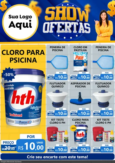 Modelo de Encarte para Encarte A4 Vertical com o tema Show de Ofertas para Produtos para Piscina