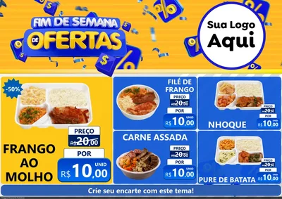 Modelo de Encarte para Encarte A4 Horizontal com o tema Fim de Semana de Ofertas para Restaurante