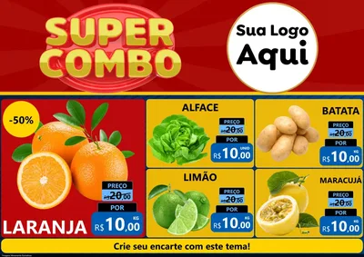 Modelo de Encarte para Encarte A4 Horizontal com o tema Super Combo para Hortifrúti