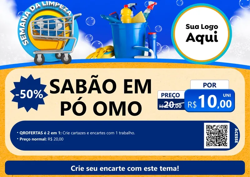 Modelo de Cartaz para Cartaz A4 Horizontal com o tema Semana Da Limpeza para Produtos de Limpeza