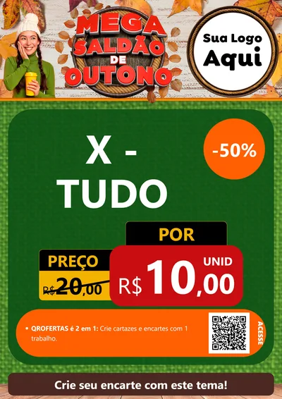 Modelo de Cartaz para Cartaz A4 Vertical com o tema Mega Saldão de Outono para Hamburgueria