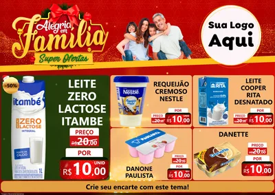 Modelo de Encarte para Encarte A4 Horizontal com o tema Alegria em Família Super Ofertas - Natal para Frios e Laticínios