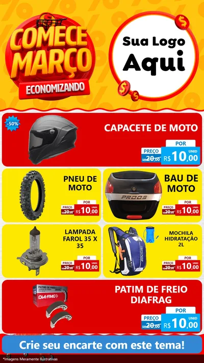 Modelo de TV para TV Vertical com o tema Comece Março Economizando para Moto peças