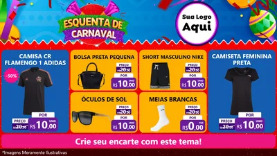 Modelo de TV para TV Horizontal com o tema Esquenta de Carnaval para Roupas e acessórios