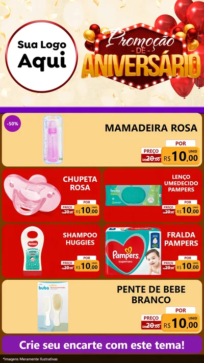 Modelo de TV para TV Vertical com o tema Promoção de Aniversário para Bebês