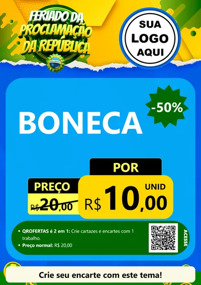 Modelo de Cartaz para Cartaz A4 Vertical com o tema Feriado da Proclamação da República para Brinquedos