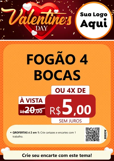 Modelo de Cartaz para Cartaz A4 Vertical com o tema Valentine's Day para Móveis e Eletro