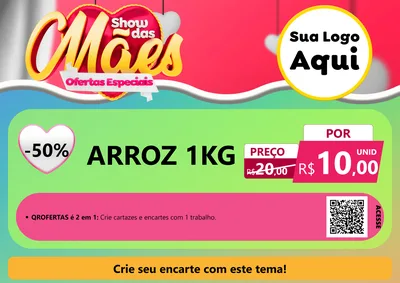 Modelo de Cartaz para Cartaz A4 Horizontal com o tema Show das Mães - Ofertas Especiais para Supermercado