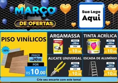 Modelo de Encarte para Encarte A4 Horizontal com o tema Março de Ofertas para Material para Construção