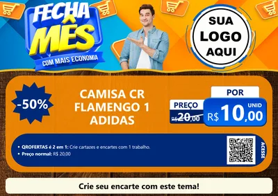 Modelo de Cartaz para Cartaz A4 Horizontal com o tema Fecha Mês Com Mais Economia para Roupas e acessórios