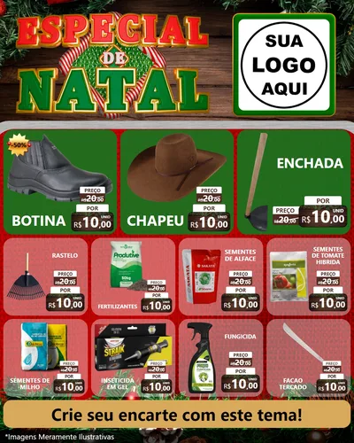 Modelo de Rede Social para Feed Instagram com o tema Especial de Natal para Agropecuária